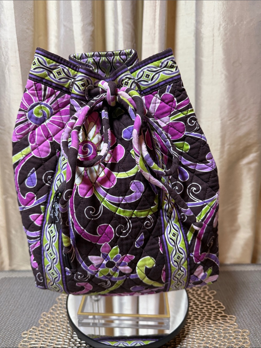 Vera Bradley Drawstring Backpack – Purple Punch Pattern